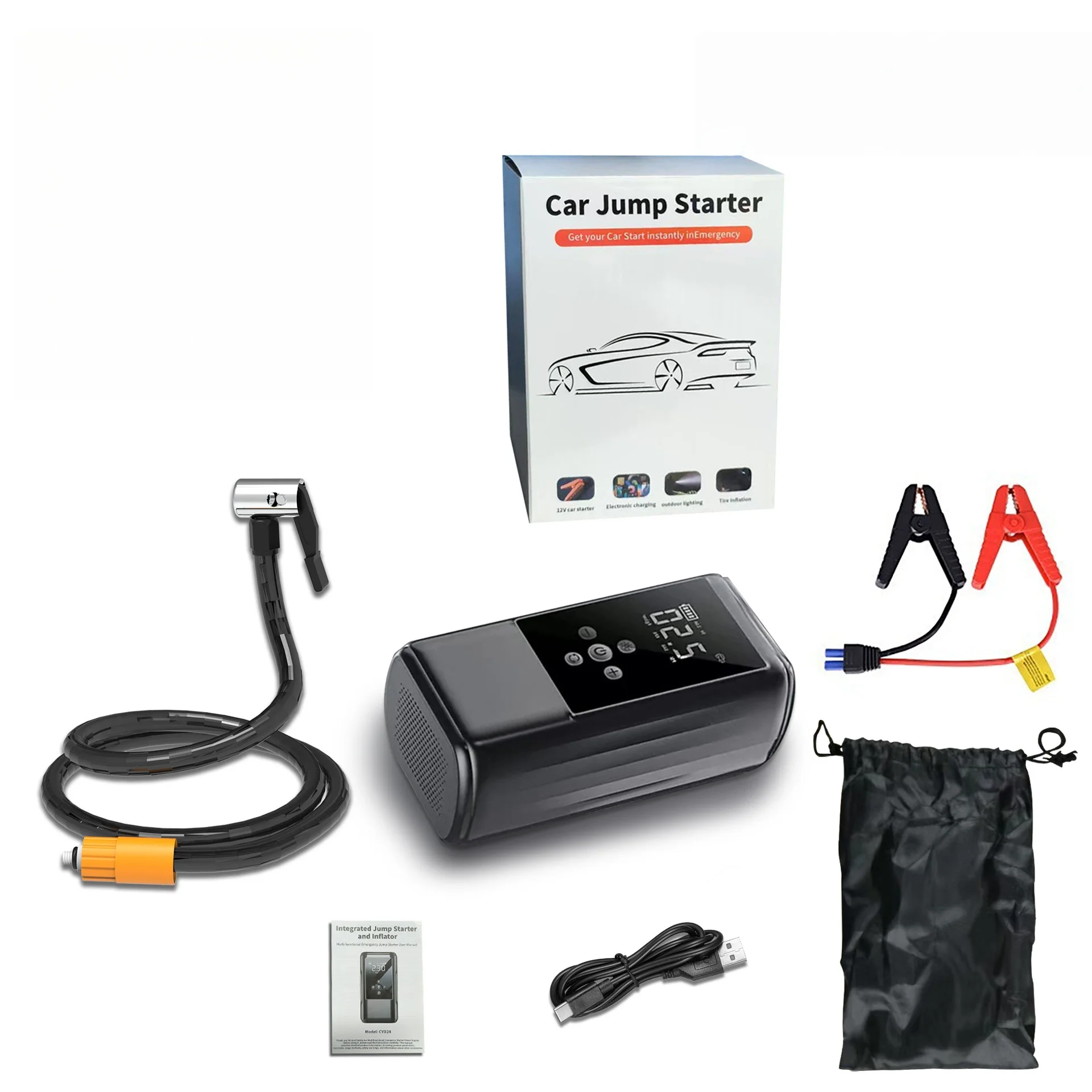 

Car Emergency Jump Starter with Built-in Air Compressor Battery Starter Ignition Tool