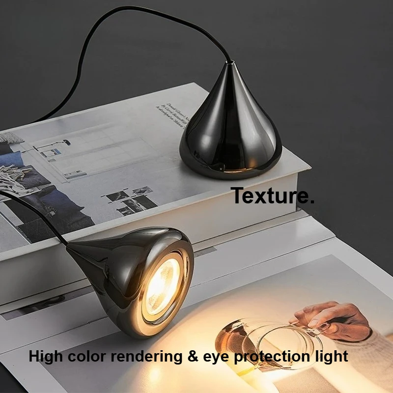 Italian Minimalist LED Pendant Light Mirror Pendant lamp Chandelier Bedroom Bedside Art Drop Line light Hallway Bar Lighting