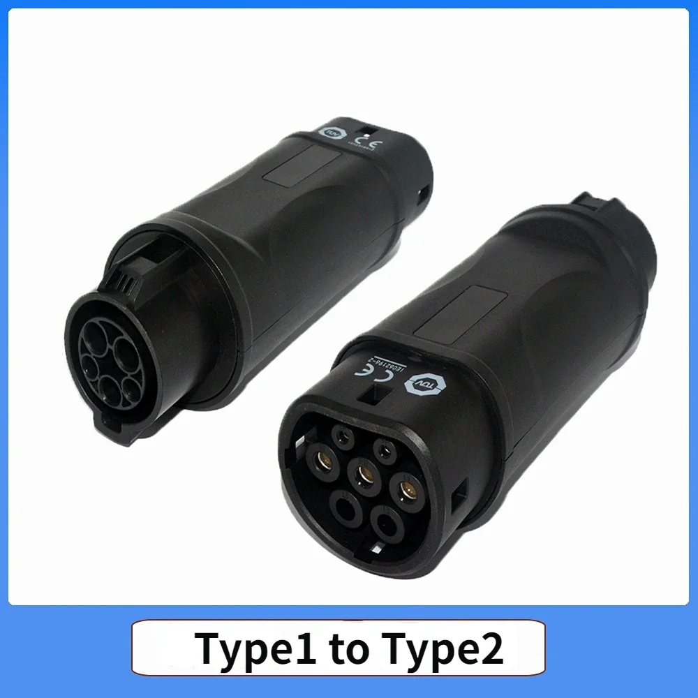 EVSE EV Adaptor 32A J1772 Type 1 To Type 2 Plug EV Adapter, Electric Cars Vehicle Charger Charging Connector