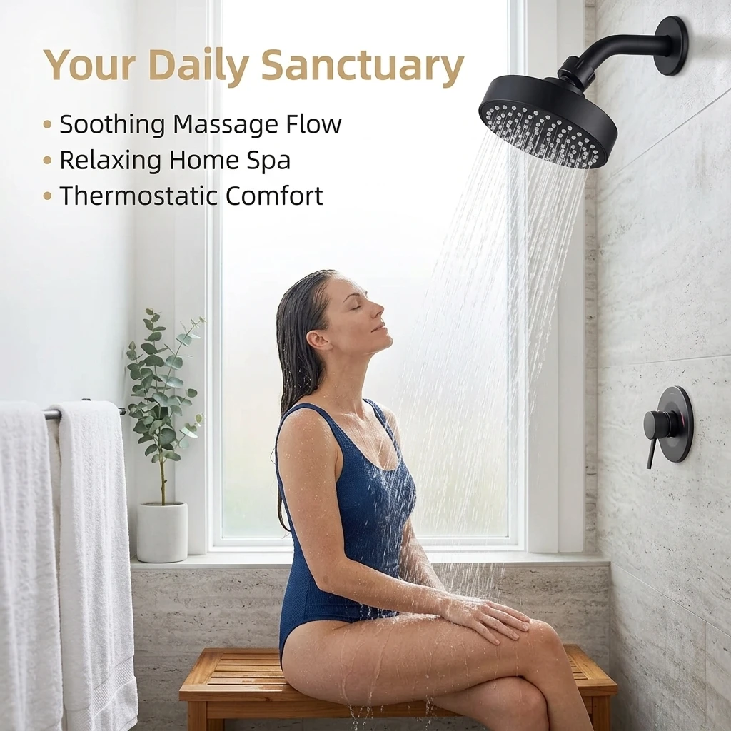 Rotatable 4 Inch Wall Mounted Shower Faucet Compact Lightweight Adjustable Rainfall Shower Sprayer Head