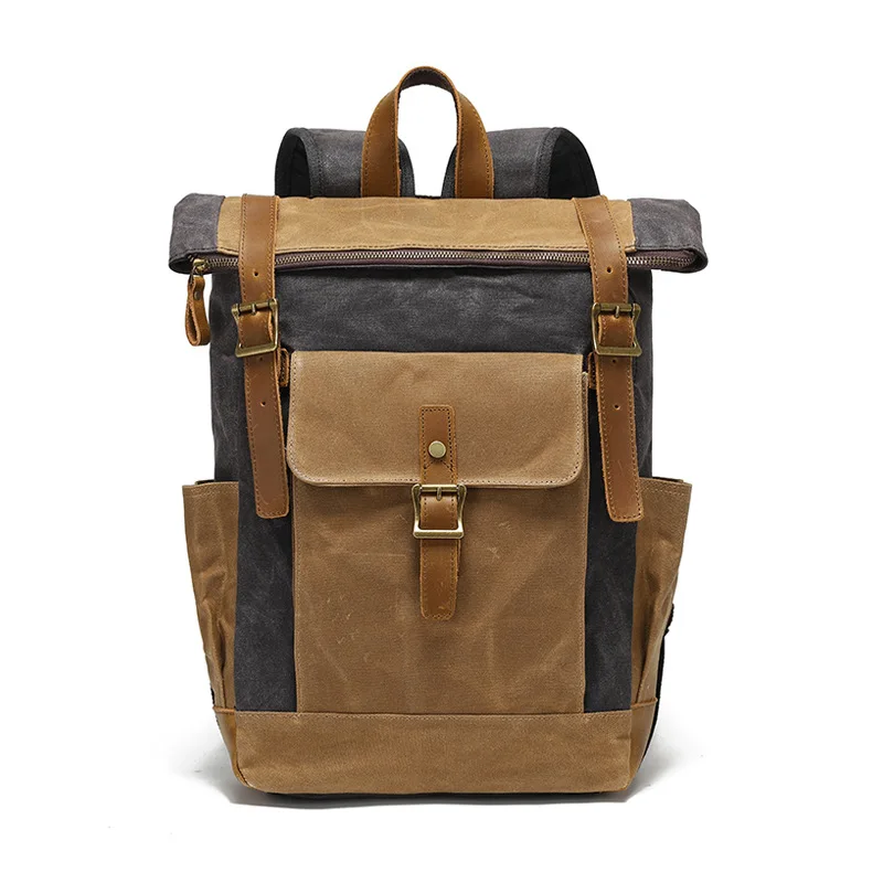 

Luxury Vintage Waxed Canvas Backpacks For Men Large Capacity Waterproof Daily Daypacks 15.6’’ Laptop Computer School Bag Bagpack