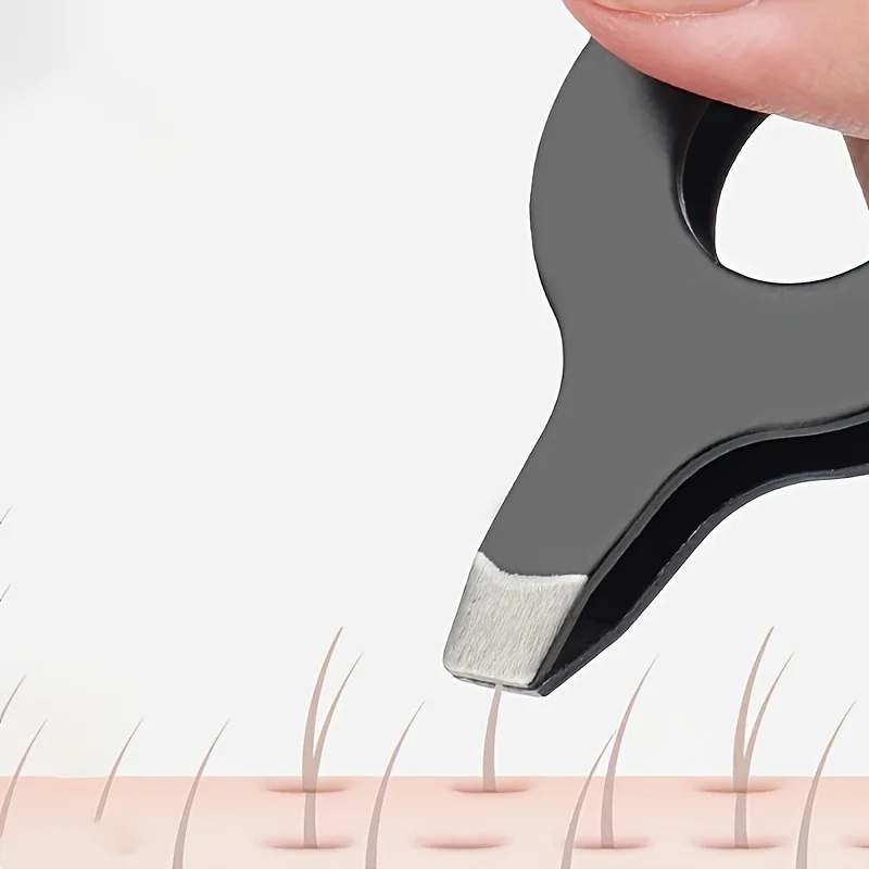 1pc Professional-Grade Stainless Steel Angled Eyebrow & Facial Hair Tweezers Suitable for Home & Travel - Handled Non-Slip Grip