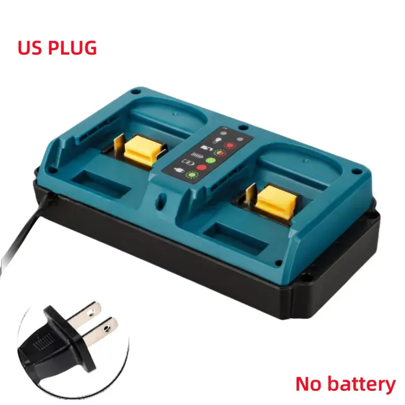 Ladestation mit zwei Anschlüssen für Makita 18V LXT Lithium-Akku, DC18RD Tragbares Schnell-Ladegerät für BL1830 BL1860B BL1850B BL1430