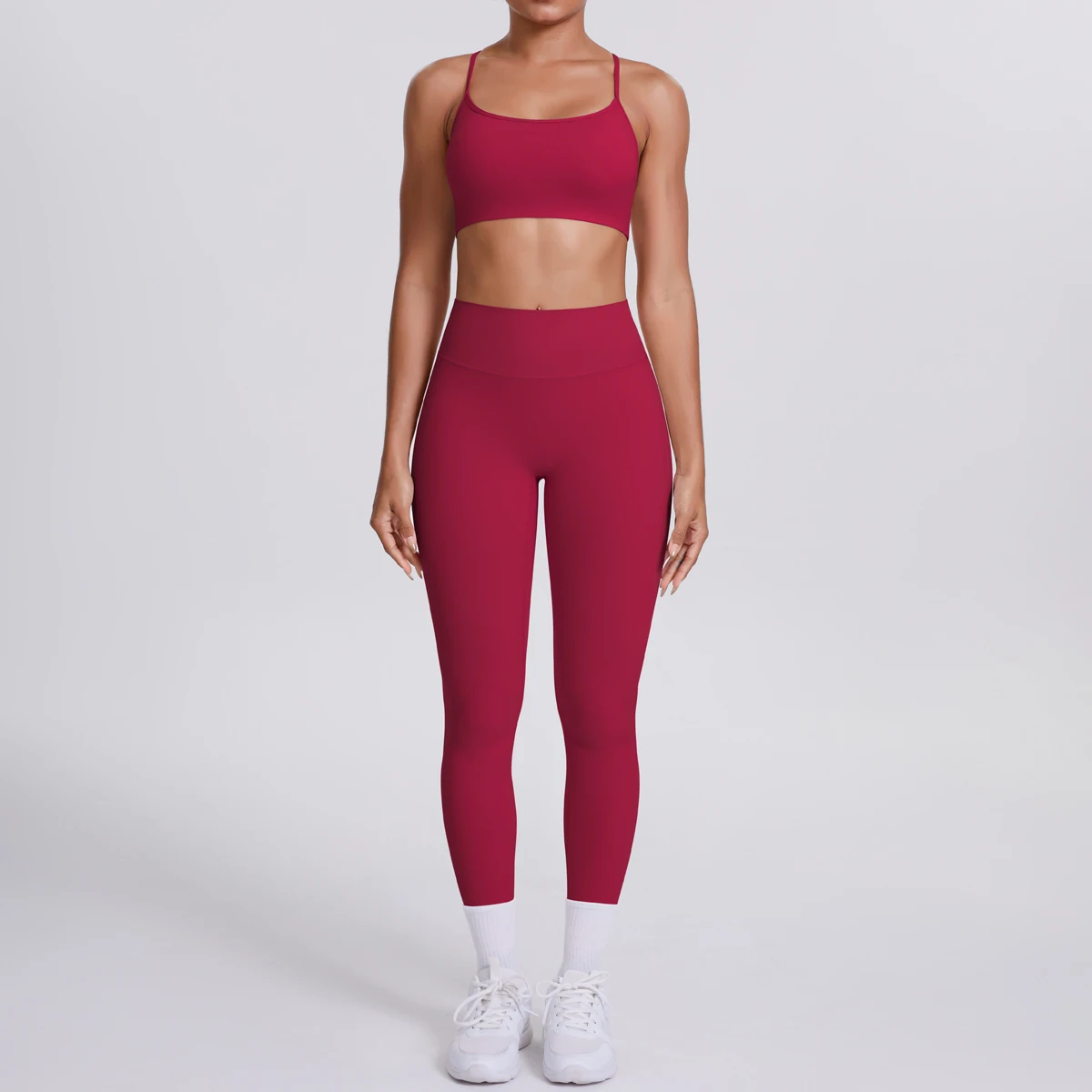 Yoga-Anzug, Sport-Set, Fitnessstudio, nahtlos, stoßfest, Sport-BH, Damen, hohe Taille und Hüften, eng, pfirsichfarbene Gesäßhose, Damen-Sportbekleidung – Detail 31