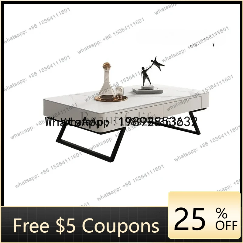 

AB Rock slab coffee table small apartment living room home high-end light luxury small table modern simplicity