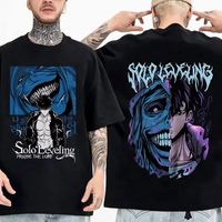 2025 Japanese Anime Solo Leveling T Shirt Men Sung Jinwoo Cartoon Graphic Tees Harajuku Short Sleeve High Quality Cotton T-shirt