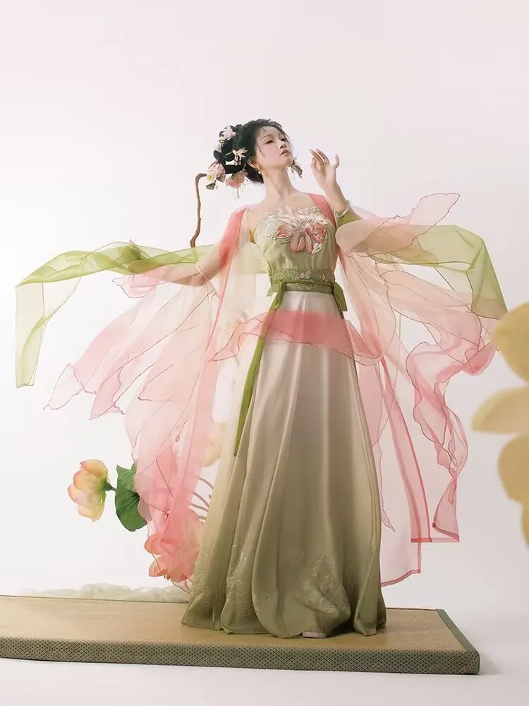 

Plus Size 4XL Hanfu Dress For Women Carnival Halloween Fairy Cosplay Costume Ancient Chinese Pink Embroidered Hanfu Dress Girls