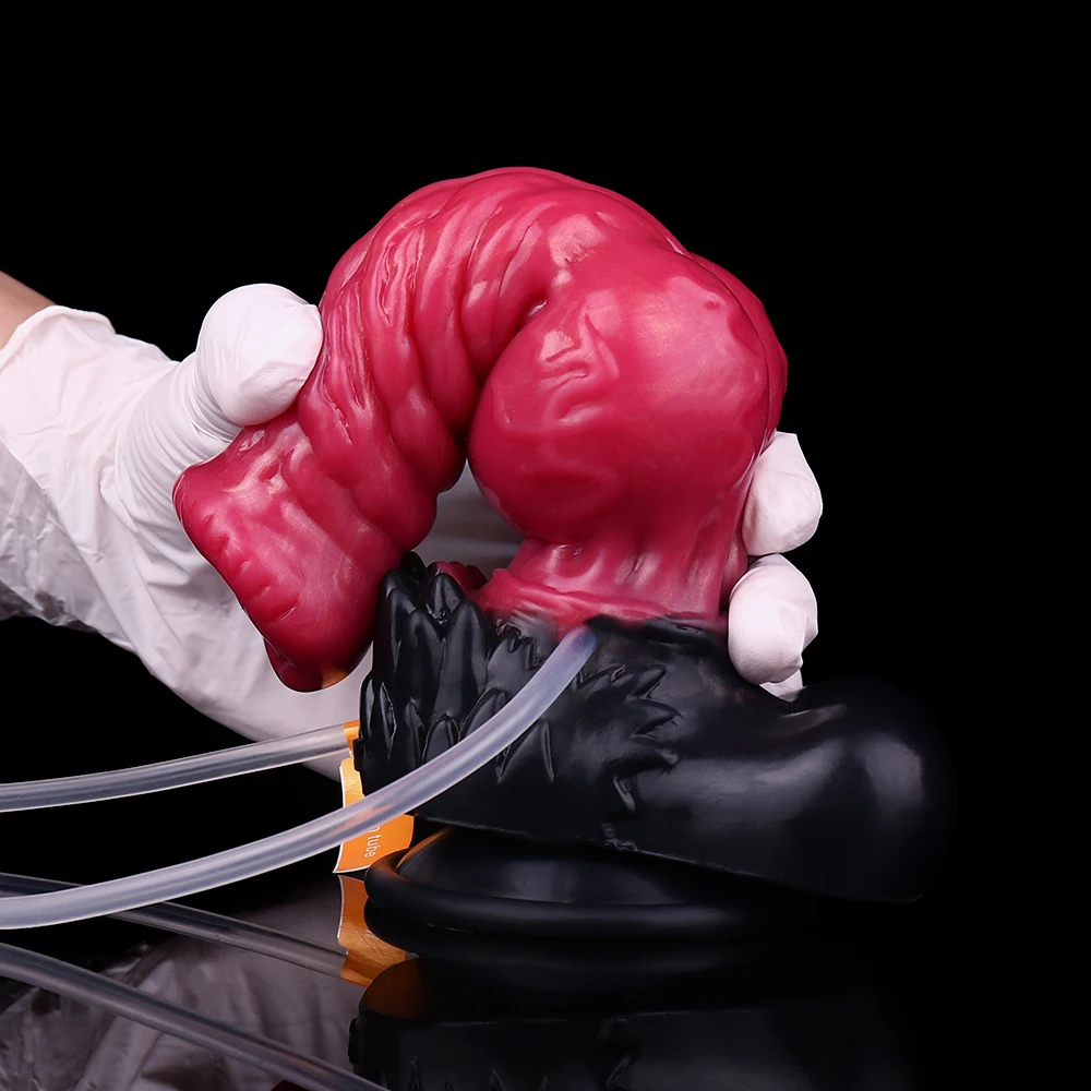 ELKKOST Silikon Ejakulasi Squirting Penis Fantasi Inflatable Dog Dildo Mainan Seks Dewasa Butt Plug Anal Plug Wanita Untuk Wanita