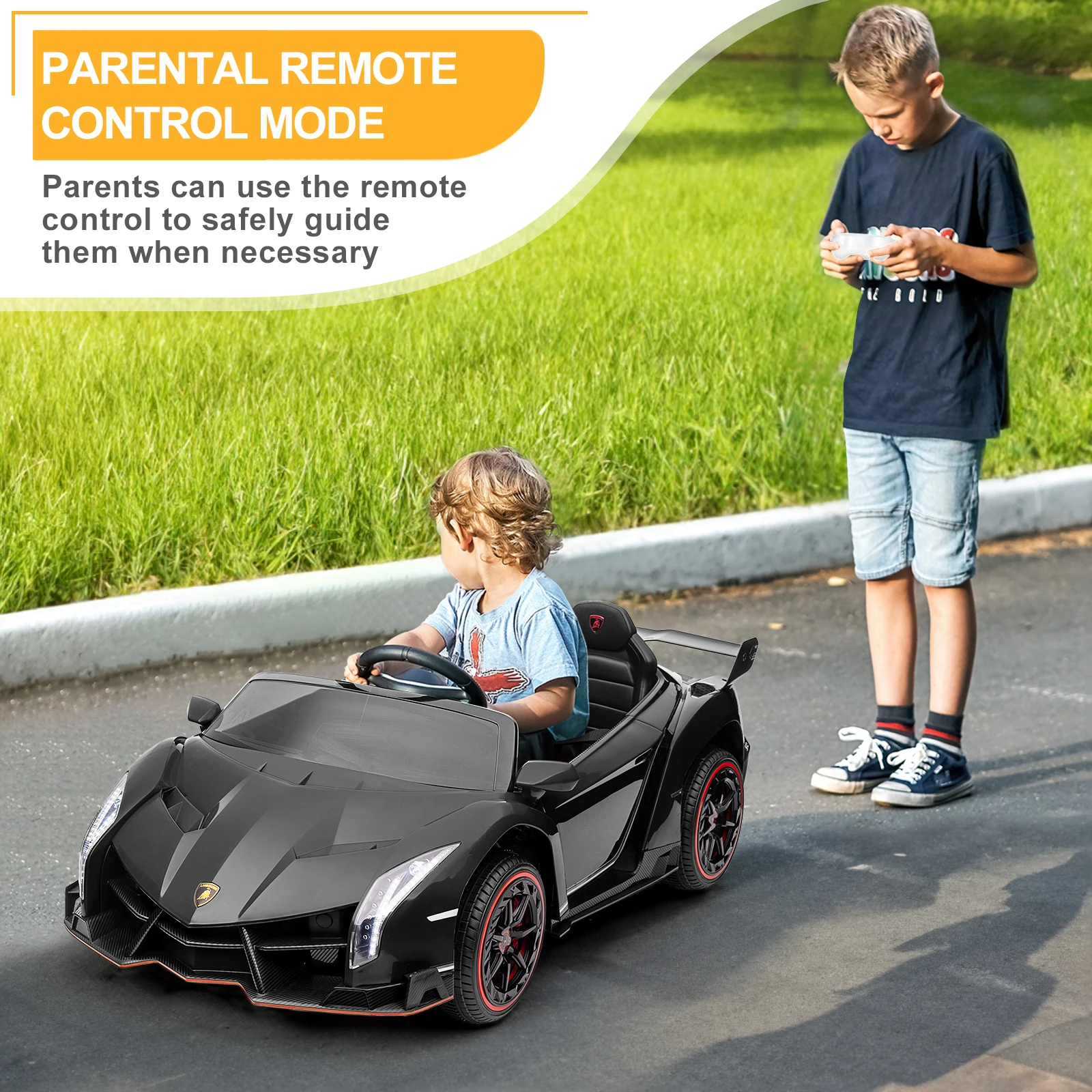 Electric car Kids Ride On Car,kids Electric Car with Remote Control Dual Drive 12V 4.5AH with 2.4G Remote Control Sports Car bla