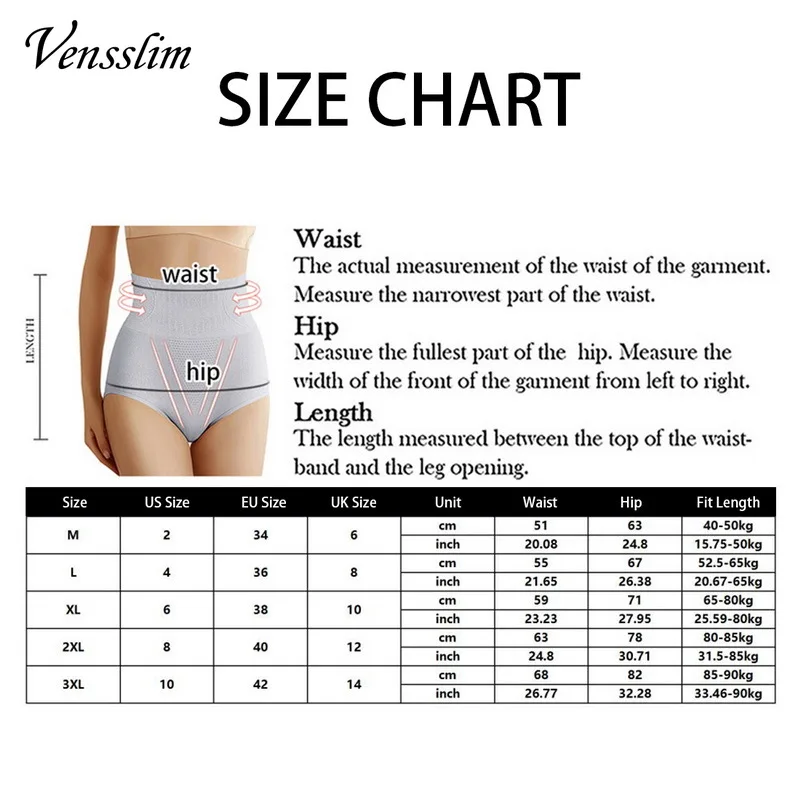 Vensslim New High Waist Underwear Tummy Control Body Shaper Briefs Slimming Women Waist Trainer Belly Control Panties M-XL