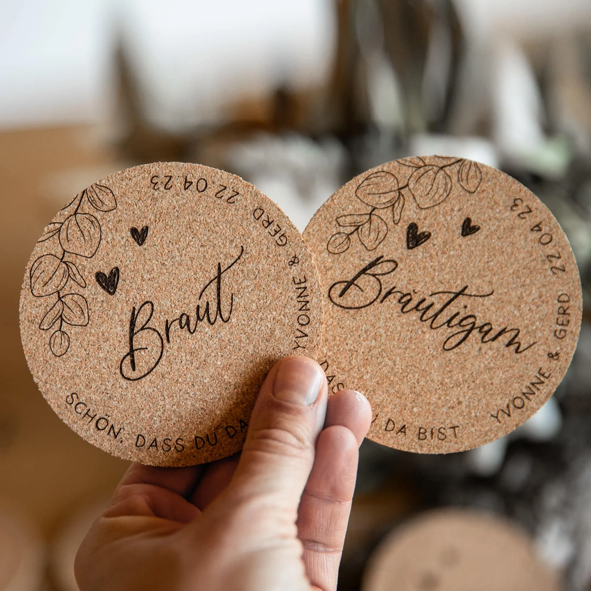 Personalized Place cards Custom Wedding Name tag Wedding gifts coaster cork Name tag wedding Bachelorette Party Table decoration