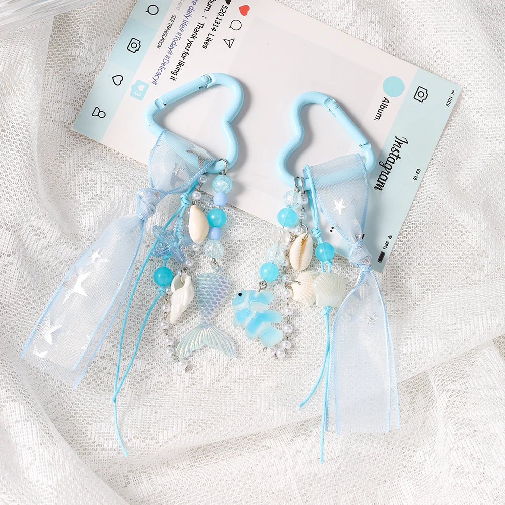 Aihua Fashion Strand-Muschel-Fisch-Seestern-Anhänger Schlüsselanhänger Hübsche Satin-Taschen-Charms Handtaschen-Rucksack-Hosen-Dekoration Geschenke – Detail 1