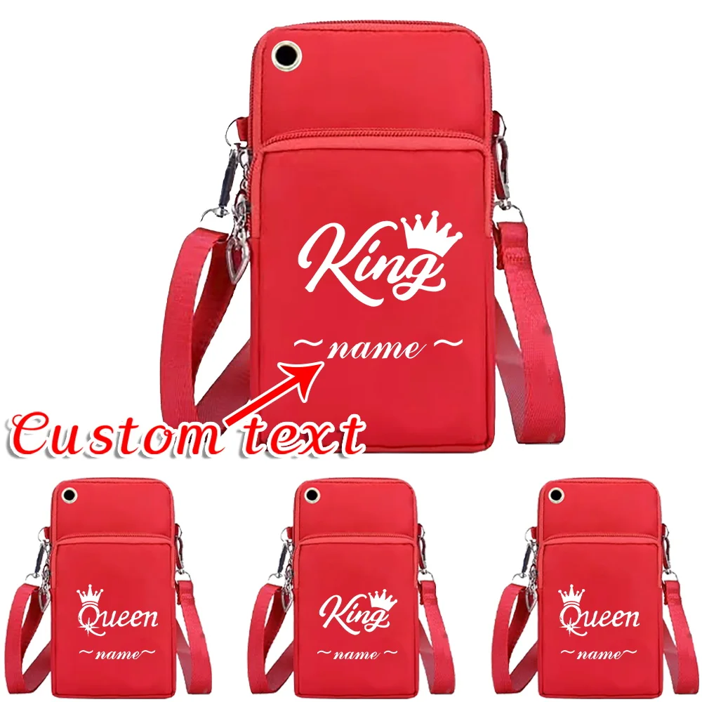

Personalized Customized Red Mobile Phone Bag Small Crossbody Bag Women's Wallet Fashionable Canvas Mobile Phone Wallet