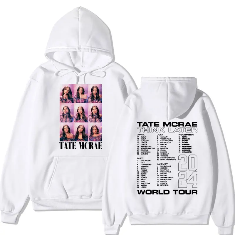 Rapper Tate Mcrae The Think Later World Tour 2024 Hoodie Men Women Hooded Sweatshirts Fashion Vintage Pullover Fall Fleece Hoody