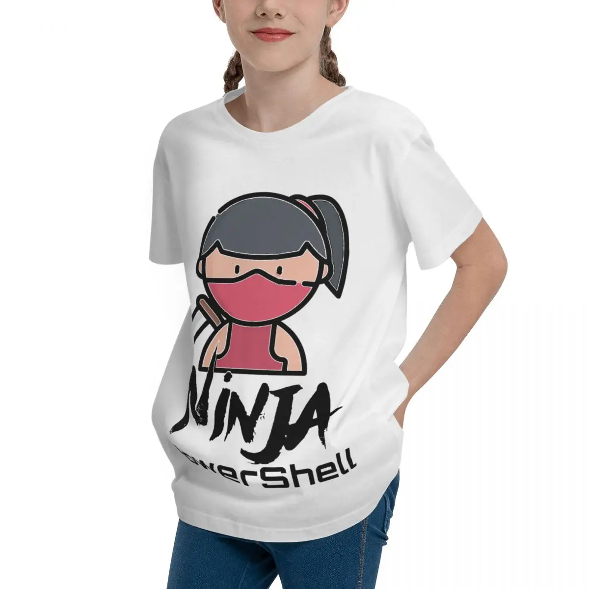 Harajuku PowerShell Ninja (Color Black) Essential For Teeanger Basic Short Sleeve T-Shirt Top tee premium grade Travel Humor