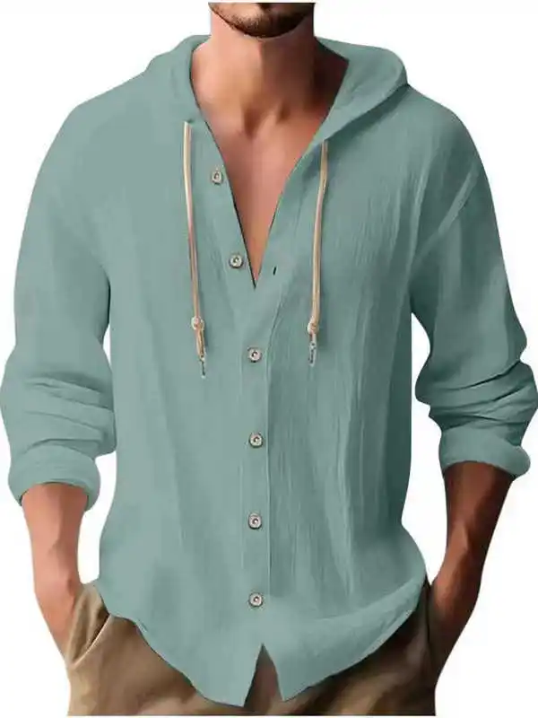 

Мужской пляжный кардиган Long Sve irt с капюшоном, дышащий легкий хлопковый повседневный летний модный повседневный костюм