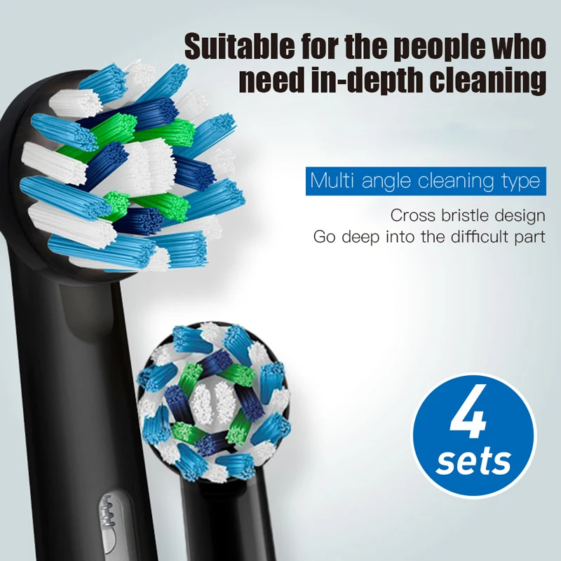 Thay Thế Oral B Đầu Chéo Hành Động Màu Đen Sâu Làm Sạch Răng Nạp Lại Cho Răng Miệng Điện Bàn Chải Đánh Răng