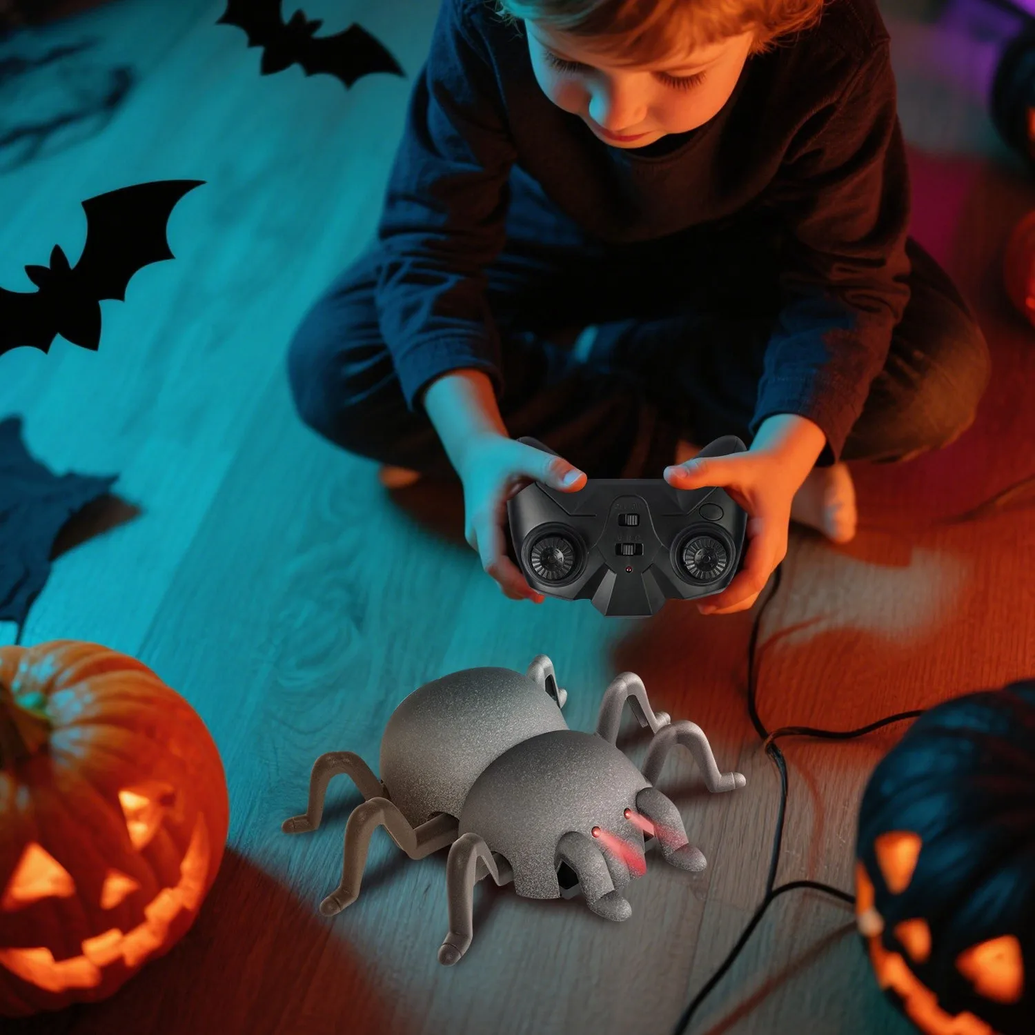 tarantule-telecommandee-pour-decoration-d'halloween-pour-enfants-avec-yeux-led-–-jouet-araignee-realiste-avec-jambes-mobiles-vitesse-rapide-et-360-°