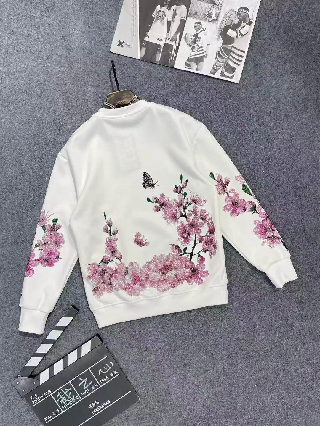 2025 Autumn New Trend Heavy Rhinestone Men's Slim Fit Long Sleeve Sweatshirt Loose Casual Crew Neck Pullover