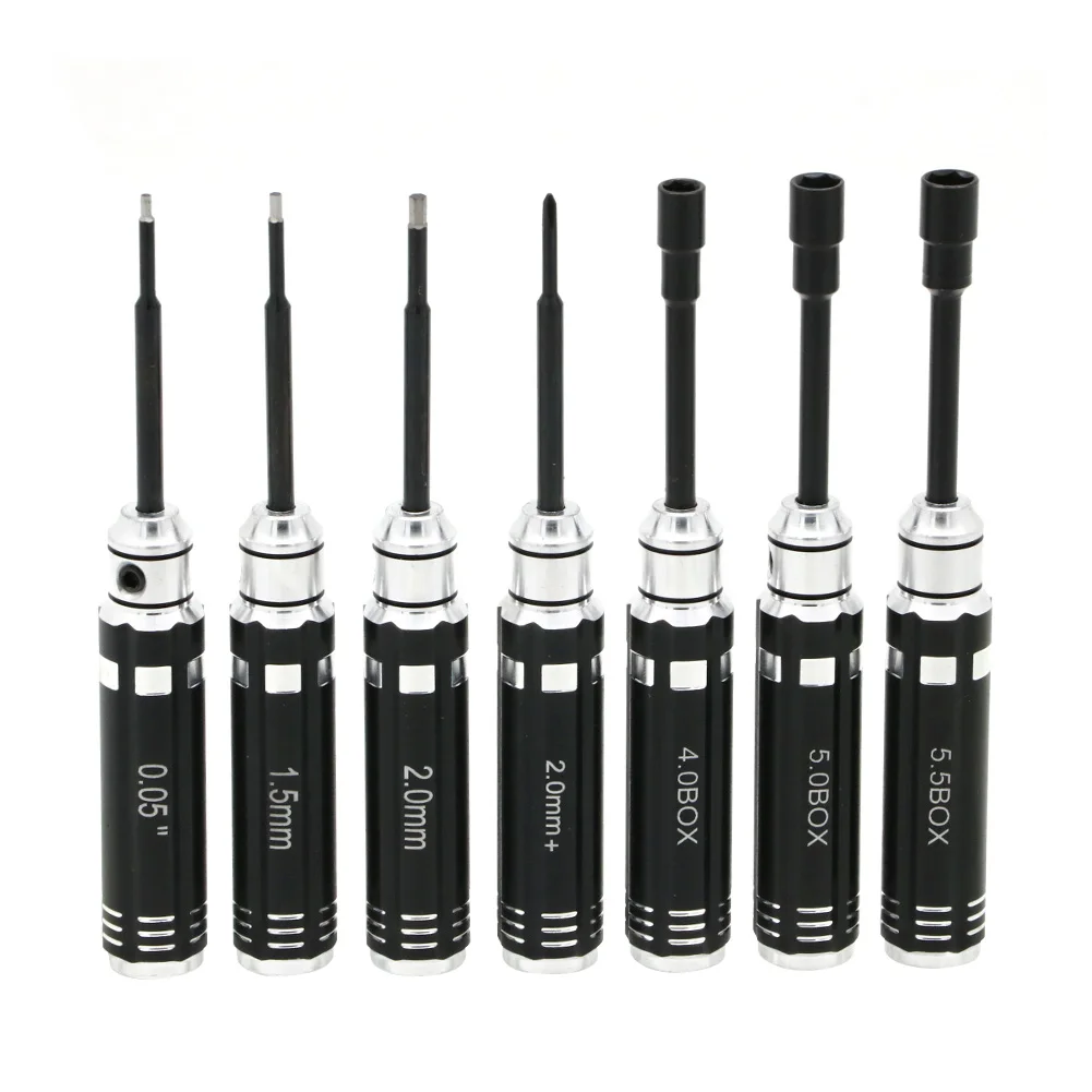 7PCS Short Handle RC Hex Screwdriver Nut Driver & Phillips Screwdriver Tool Set Allen Wrenches, Socket For RC Mini Crawler Car