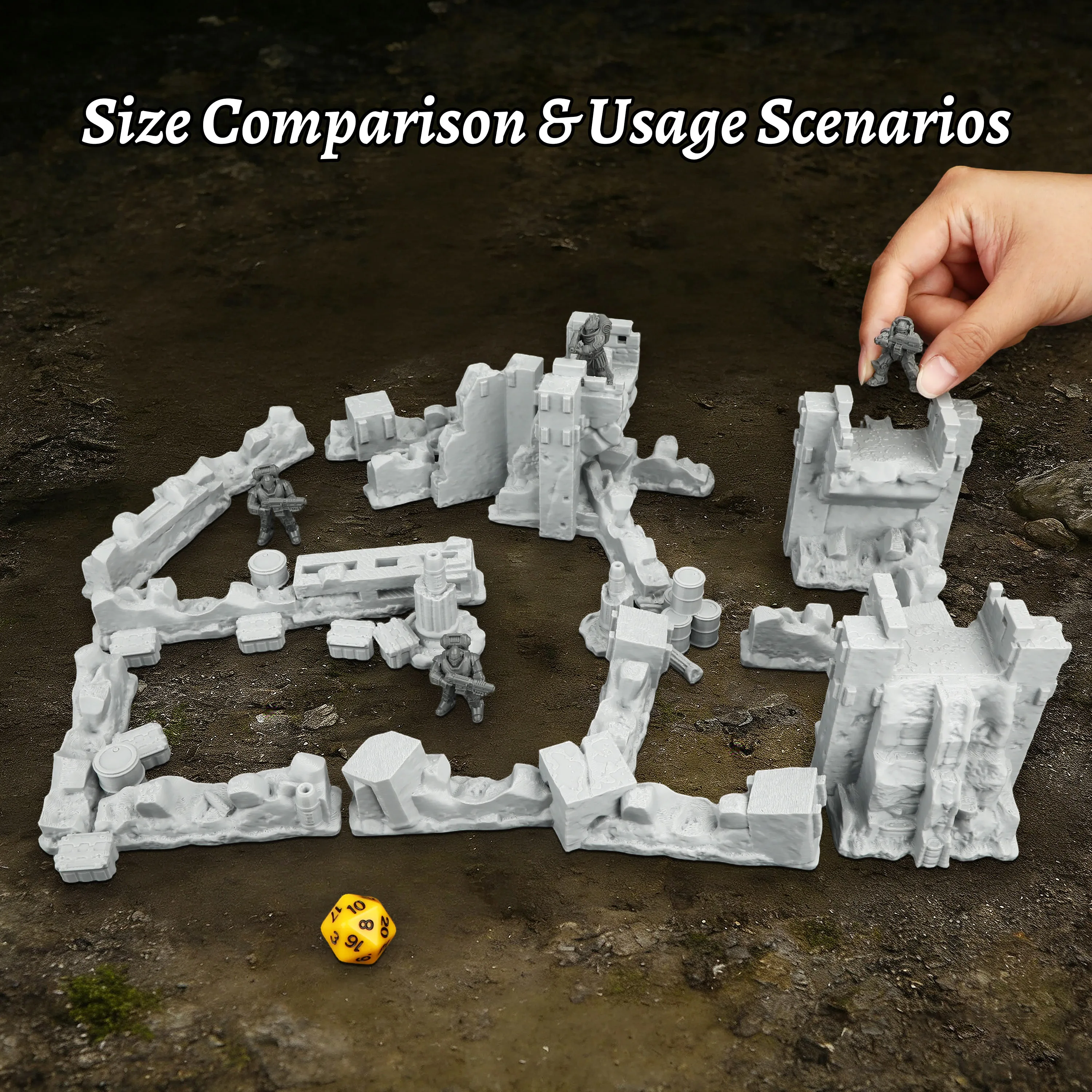 Fantasy Ruins Miniature Terrain – Sci-Fi TTRPG Adventure Accessory, Tabletop Roleplay Display, Ideal for City Exploration