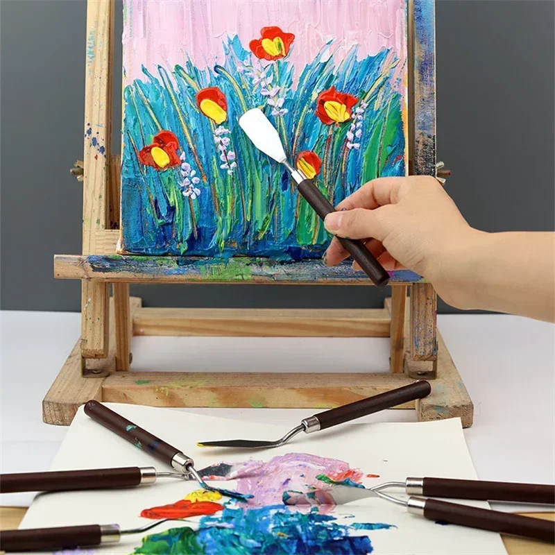 7Pcs/set Stainless Steel Oil Painting Knives Artist Crafts Spatula Palette Knife Mixing Knife Scraper Art Tools art supplies