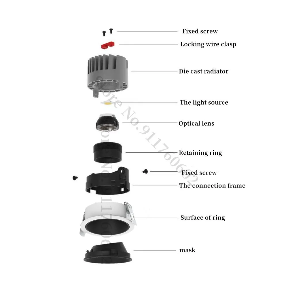 Round Recessed Anti-glare LED COB Spotlight CRI97 24° 24W 30W Dimmable LED Downlight 10W 18W 20W Ceiling Spot Indoor Lighting