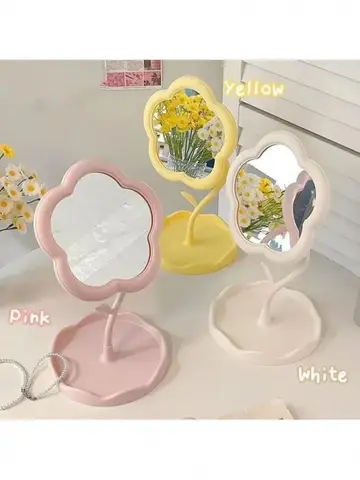 Makeup Dressing Mirror, Floral Pattern, Office Dormitory Decoration, High-end Style, Bedroom Home Supplies