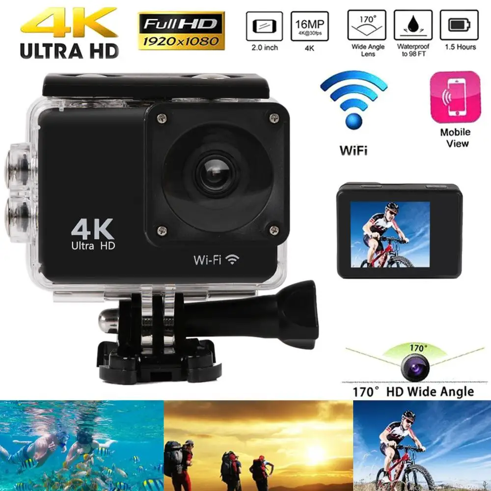 

New Sports Cameras Action Camera Ultra HD 4K / 25fps WiFi 2.0" 170 Underwater Waterproof Helmet Video Recording Cameras