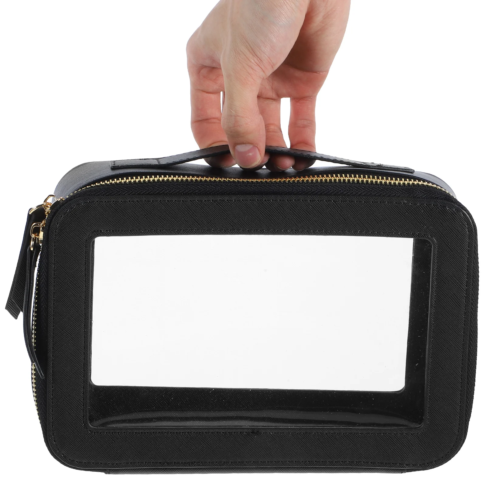 

Travel Bag Clear Pvc Window Large Opening Leak-Resistant Reinforced Seams Lightweight Waterproof Makeup Organizer For