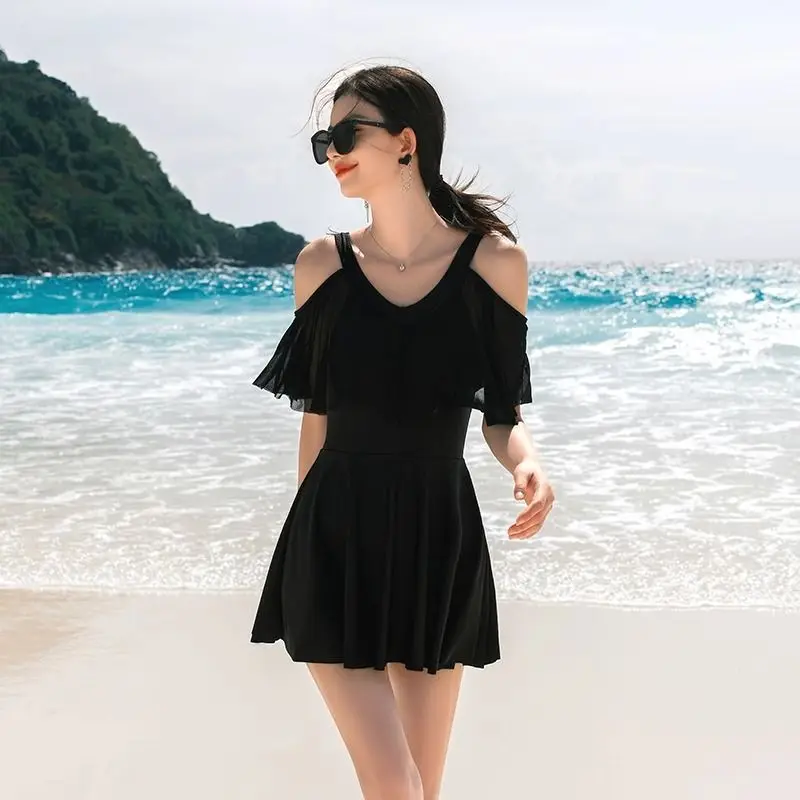 New swimsuit for women soaking in hot springs with a sense of luxury conservative gathering plus size one-piece swimsuit