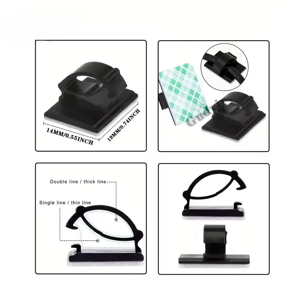 Adhesive Car Cable Charger Line Clasp Wire Cord Clip Wall Clamp Holder Management Data Line Winder Fastener Tie Fixer Organizer
