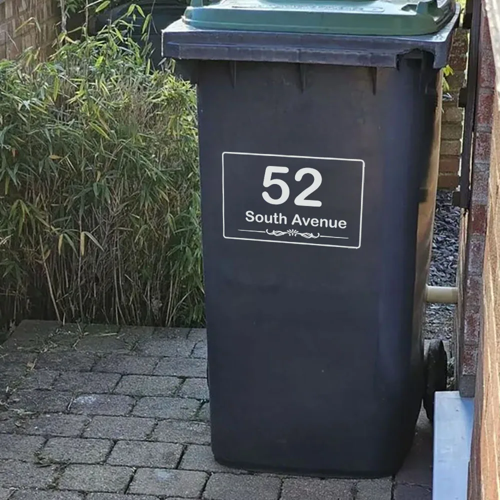 1pc Diy Custom Number and Street Trash Can Identification Vinyl Waterproof Abrasion-resistant Season-resistant Stickers Indoor a