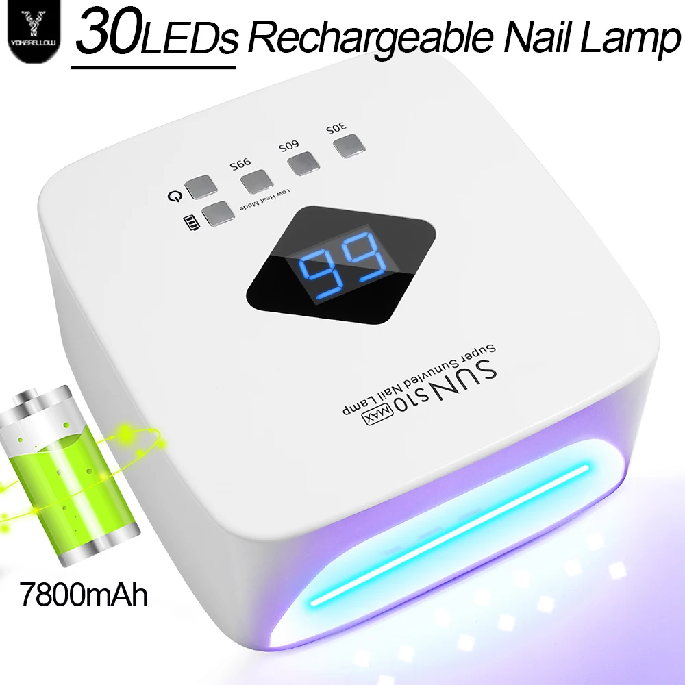 Upgrade 168W 30LEDs Professional Rechargeable UV LED Nail Lamp Cordless UV Light for Gel Nail with 3 Timer Setting for Salon Use