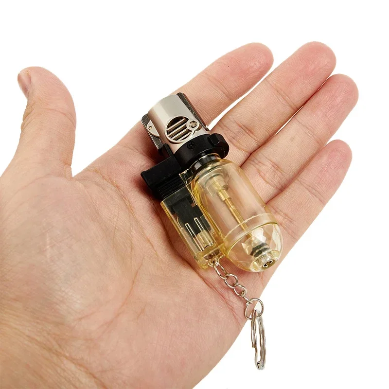 Windproof Jet Flame Torch Lighter Refillable Butane Gas Lighter Flame Ignition Tools with Keychain for Easy Portability Kitchen