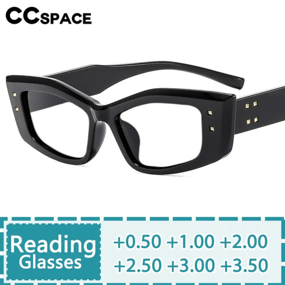 

R57290 Brand Design Rivet Reading Glasses Women Fashion Small Size Square Presbyopic Spectacles Dioptric +50 +100 +300