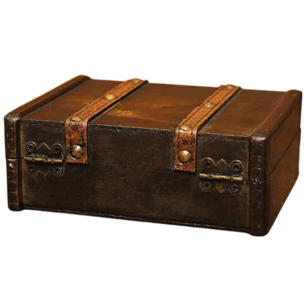 

1pcs Vintage Wooden Jewelry Box Storage Organizer Earring Necklace Trinket Holder Desktop Decorative Case Wood Container Box For