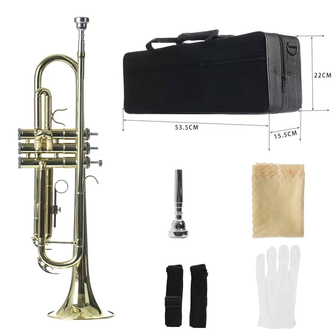 Hot-selling wholesale instrument playing B-flat brass practical exquisite gold trumpet