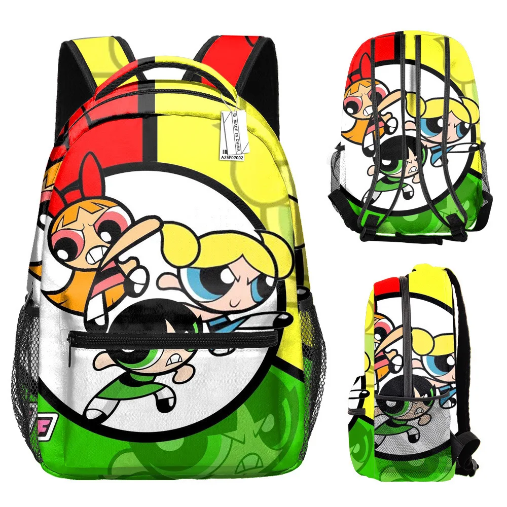 كارتون مضحك The Powerpuff الفتيات طالب الكتب حقيبة ظهر للكمبيوتر المحمول ثلاثية الأبعاد مطبوعة أكسفورد مقاوم للماء بنين/بنات حقيبة ظهر للسفر #2