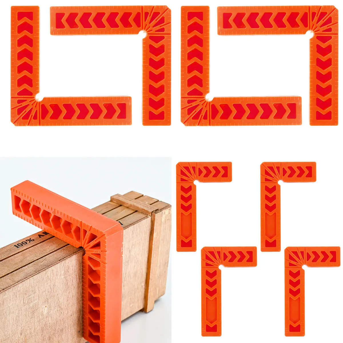 8Pcs 90 Degree Positioning Squares 4 Inch/3 Inch Right Angle Clamps Reusable Plastic L-Type Fixing Clamp Durable Corner Clamping