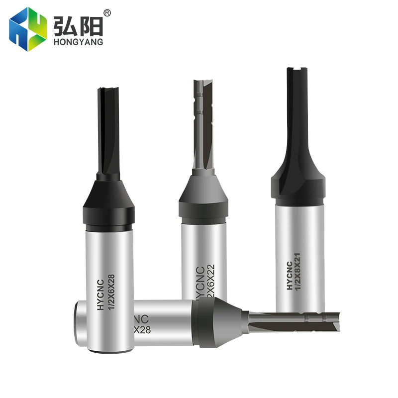 TCT-Fraise Droite CNC à 3 Bords avec Poignée de 12.7mm, Calcul, Embout de Rainurage de Garniture