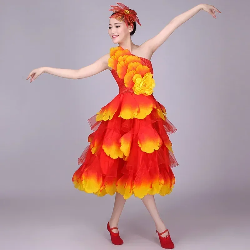 Sukienka do tańca brzucha w stylu hiszpańskim, motyw byków, kwiaty, długa spódnica, szata, flamenco, czerwone sukienki flamenco dla dziewcząt.