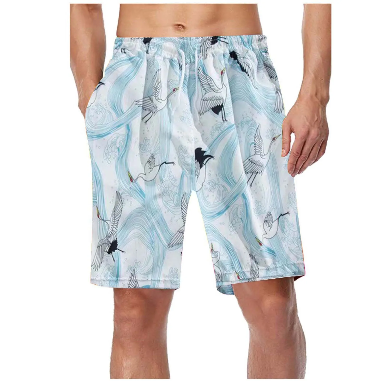 Swim Trunks Mens\' Swim Shorts Pocket Drawstring Summer Casual Trousers For Mens Printed Beach Shorts Thin Cozy Pant шорты