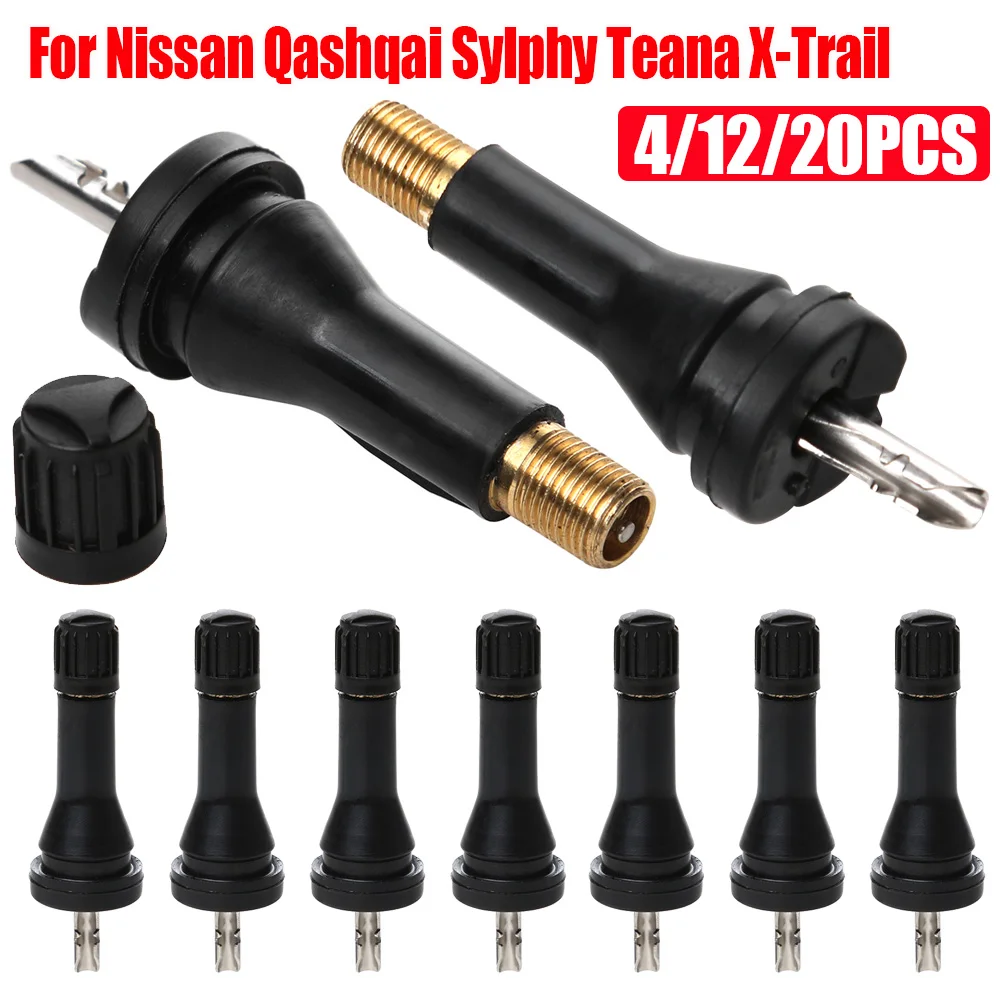 4-20Pcs Snap-in Rubber Valve Stem M8X0.8 TPMS Tire Pressure Sensor Valve Stem for Nissan Qashqai Sylphy Teana X-Trail