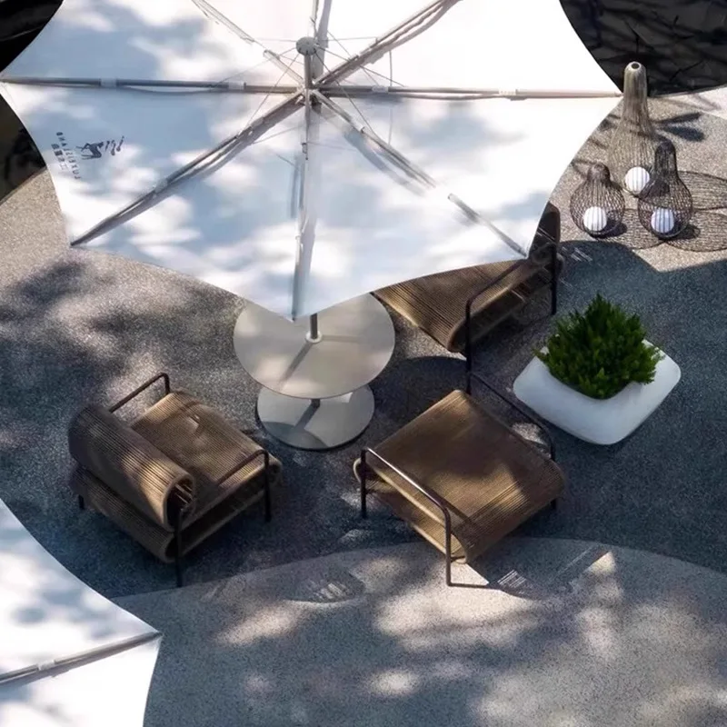 

Outdoor Rattan Sofa Chair Single Coffee Table Table And Chairs Outdoor Sun Protection Leisure Garden Courtyard Community Cafe Se