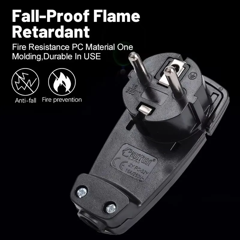 European Earthing Contact Angle Plug Flat for Home Electeic Socket Euro Connector Ultra Thin Hidden Ultra-thin Concealed Adapter