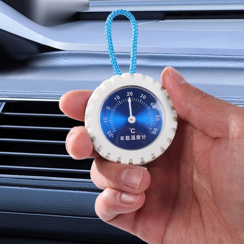 1PC Portable Car Interior Temperature Gauges Vehicle Blue Dial Thermometer with 50mm Diameter Hangings for Reliable Measurements