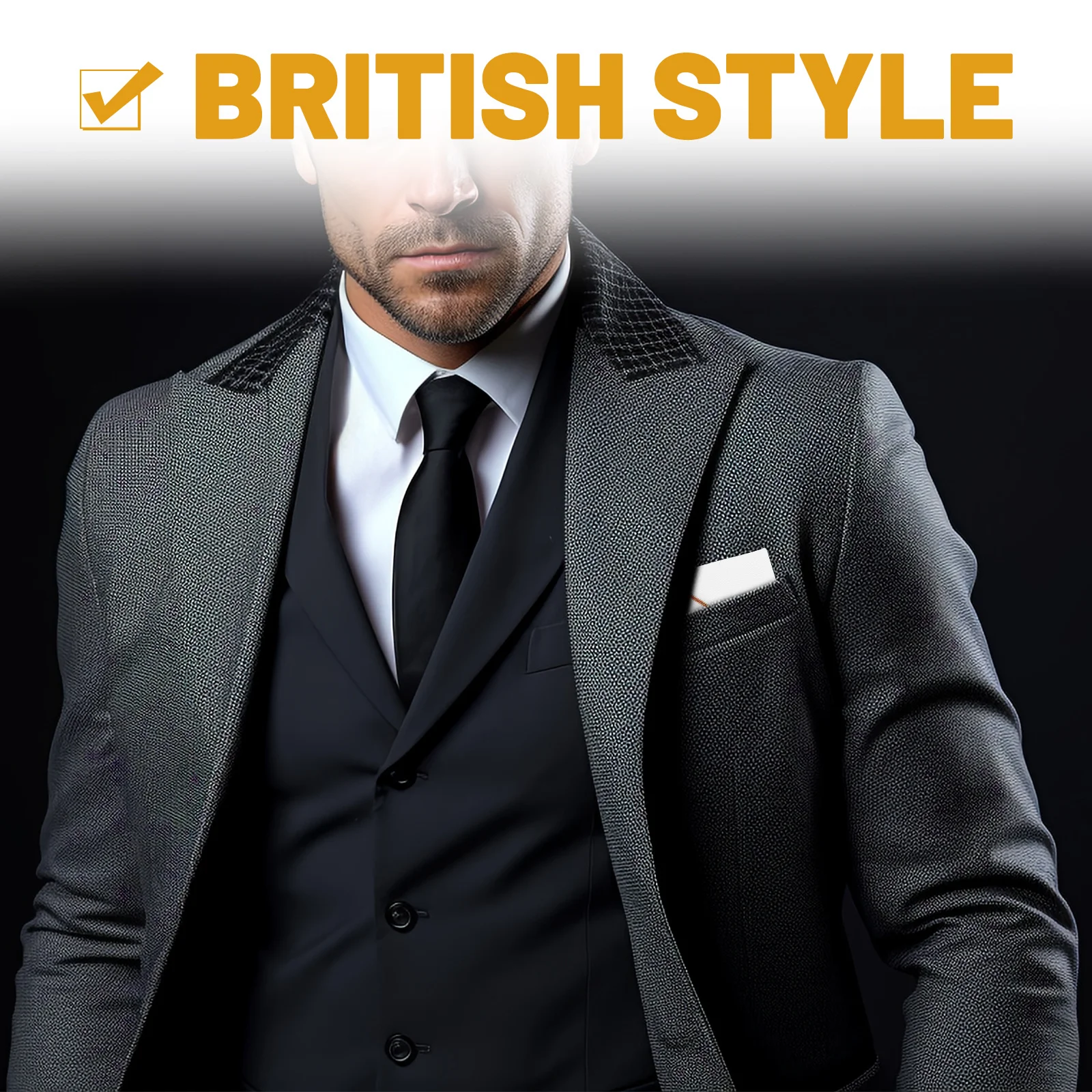 White Pocket Square for Men Classic Decorative Suit Handkerchief Business Wedding Graduation Formal Occasion Accessory