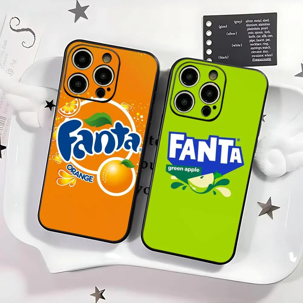 Popular drinks design Fanta Phone Case For iPhone 18 17 16 15 14 13 12 11 Plus Mini Pro Max Soft black Shockproof Cover