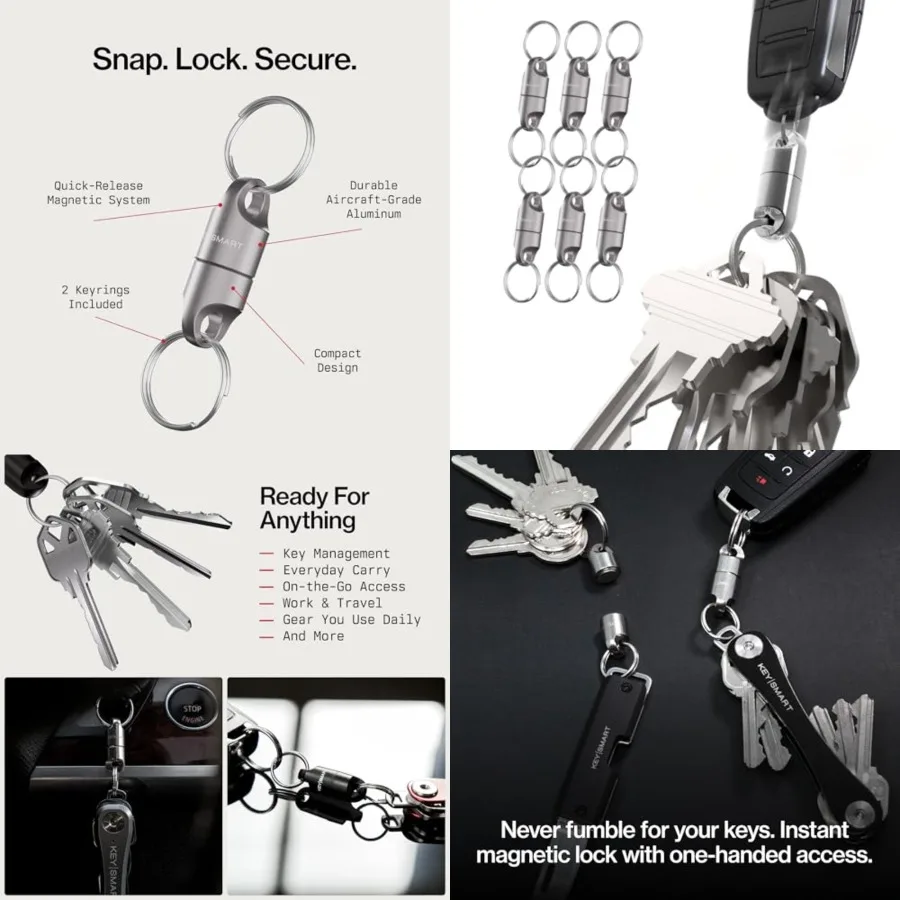

KeySmart MagConnect Magnetic Key Holder for Purse, Key Chains for Car Keys - Detachable Key Ring Quick Release Keychain